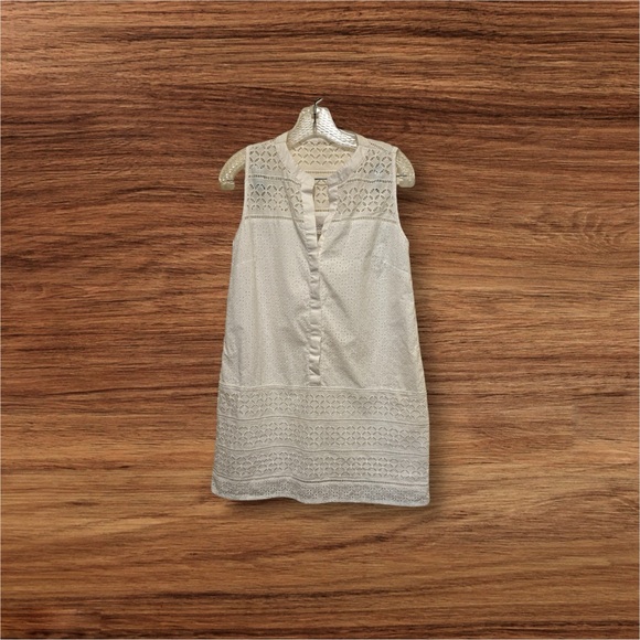 LOFT Dresses & Skirts - Loft Lace-Up Split-Joint Sleeveless Shift Dress Women's Petite Size 14 White